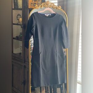 Boden Black Trinity Jersey Ribbed Dress 3/4 Sleeve